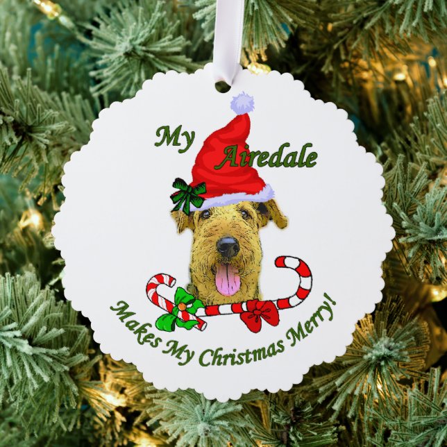 Adorno De Papel Navidades de Airedale Terrier