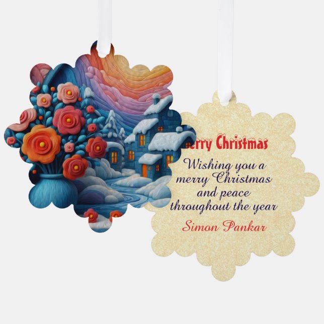 Adorno De Papel Navidades de arte en la ventana de invierno person (Anverso/Reverso)