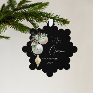 Adorno De Papel Navidades de baubles blancos de oro negro