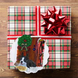 Adorno De Papel Navidades de Boston Terrier