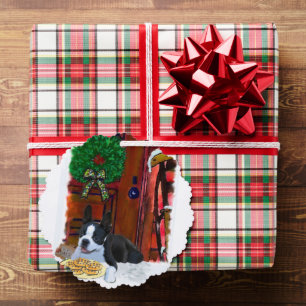 Adorno De Papel Navidades de Boston Terrier