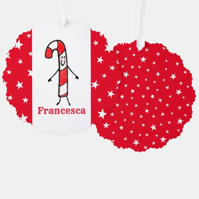 Adorno De Papel Navidades de Candy Cane personalizados (Anverso/Reverso)