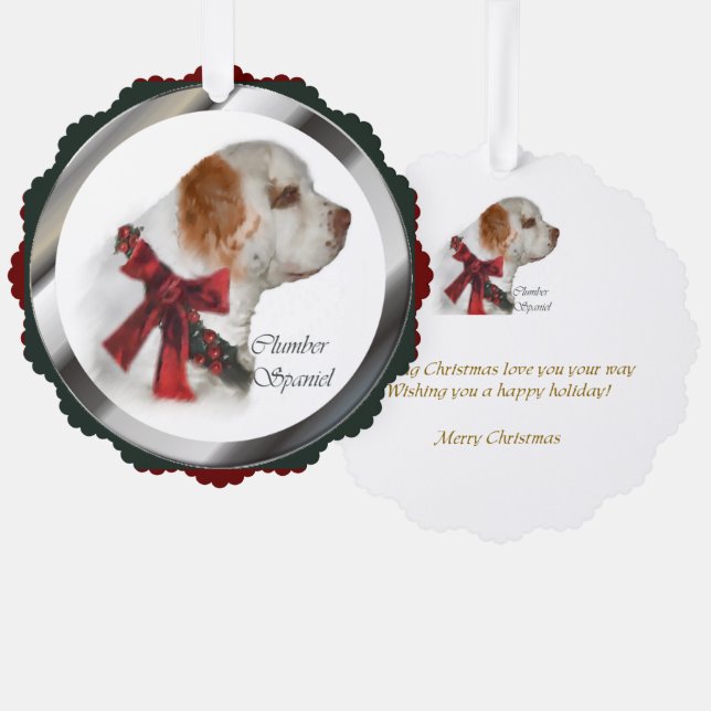 Adorno De Papel Navidades de Clumber Spaniel Regalos (Anverso/Reverso)