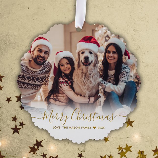 Adorno De Papel Navidades de fotografía con guión de oro moderno s (Subido por el creador)