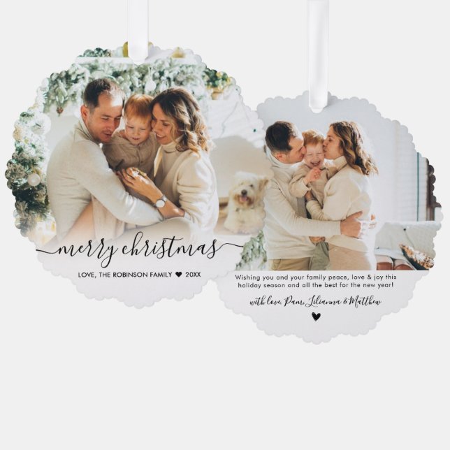 Adorno De Papel Navidades de fotografía de escritura negra moderna (Anverso/Reverso)