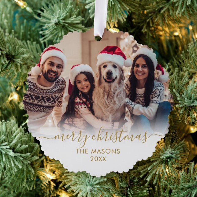 Adorno De Papel Navidades de fotografía familiares con guión blanc (Insitu (árbol))