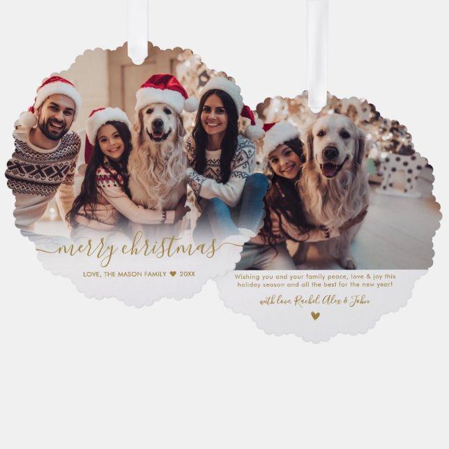 Adorno De Papel Navidades de fotografía familiares con guión de or (Anverso/Reverso)