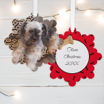 Adorno De Papel Navidades de fotos de perros personalizados<br><div class="desc">Añade la foto de tu perro a este adorable adorno navideño con un mensaje personalizado en la parte de atrás.</div>