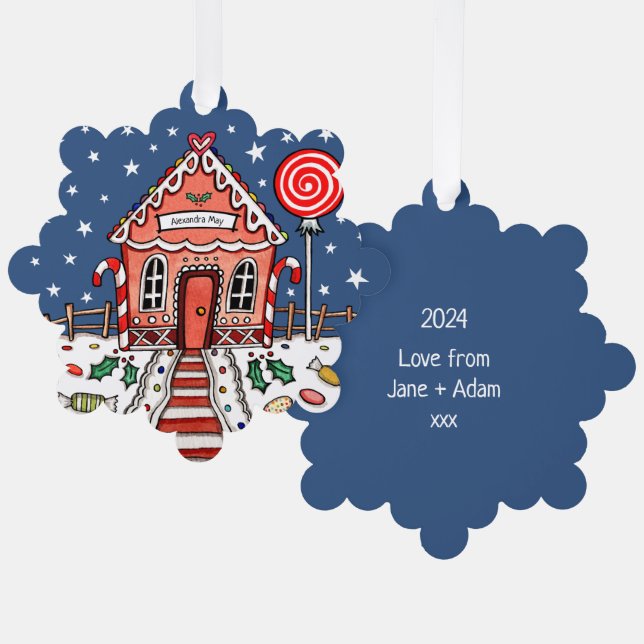 Adorno De Papel Navidades de Gingerbread House (Anverso/Reverso)