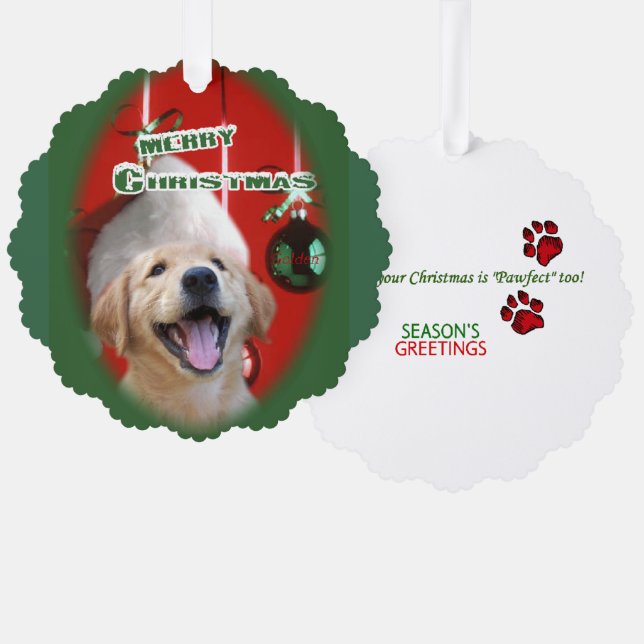 Adorno De Papel Navidades de Golden Retriever (Anverso/Reverso)