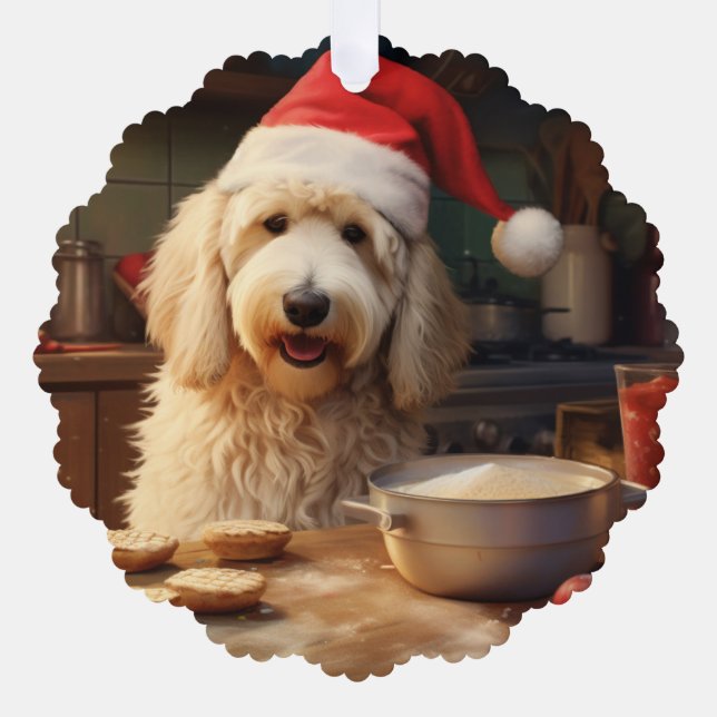 Adorno De Papel Navidades de Goldendoodle en vacaciones (Anverso)