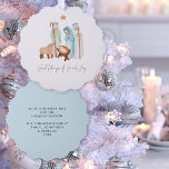 Adorno De Papel Navidades de la escena de la Natividad minimalista<br><div class="desc">Minimalistas Navidades De La Escena De La Natividad. Un práctico adorno y carta todo en uno, con una encantadora escena nativa moderna Mary, Joseph, bebé Jesús y Pastor y Oveja, con una línea de un Carol favorito, Glad Tidings of Great Joy en un elegante y moderno guión. Con tu saludo...</div>