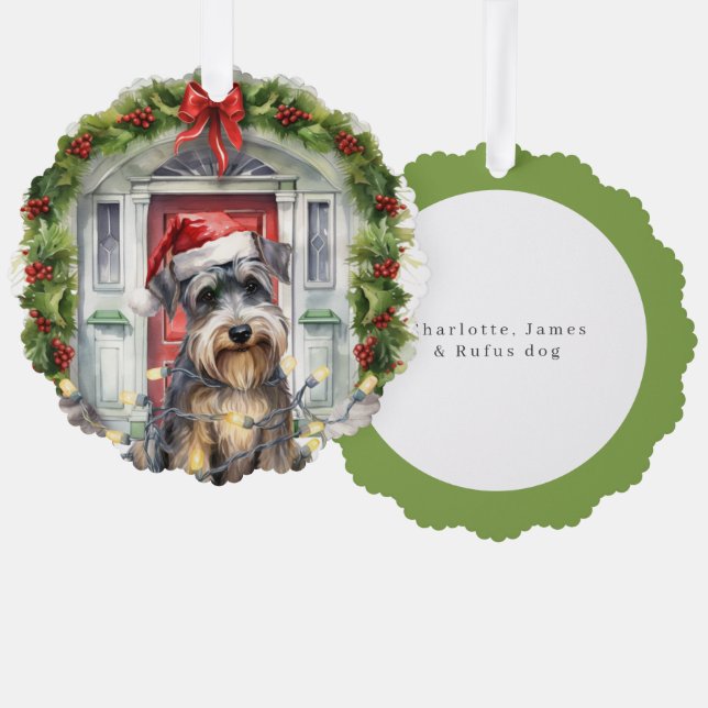 Adorno De Papel Navidades de la puerta delantera del perro Schnauz (Anverso/Reverso)