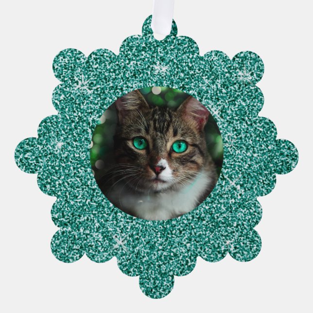 Adorno De Papel Navidades de marco de Purpurina azul (Anverso)