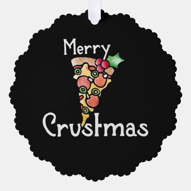 Adorno De Papel Navidades de Merry Crustmas Pizza (Anverso)