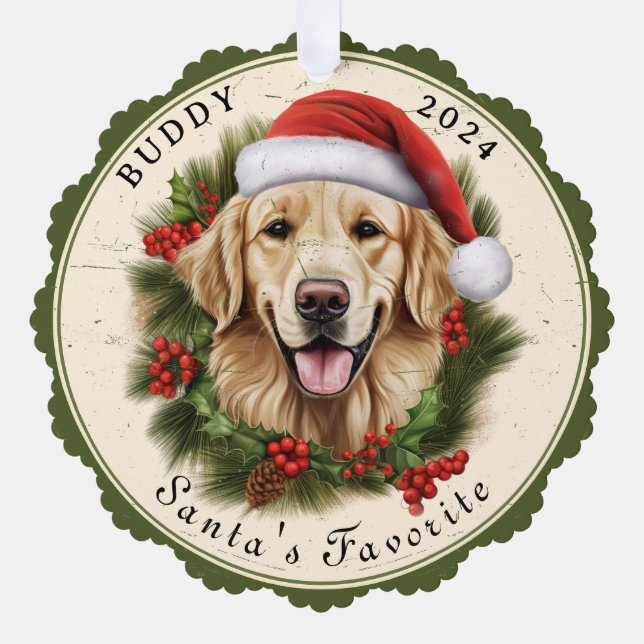 Adorno De Papel Navidades de perro de Golden Retriever (Anverso)