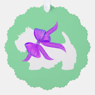 Adorno De Papel Navidades de perros de color blanco y occidental p