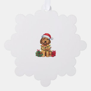 Adorno De Papel Navidades de perros de Santa Hat Labradoodle