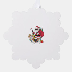 Adorno De Papel Navidades de perros de Shih Tzu iluminando Santa R