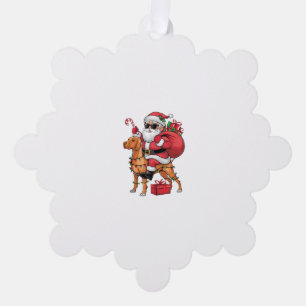 Adorno De Papel Navidades de perros de Vizsla iluminando Santa Rid