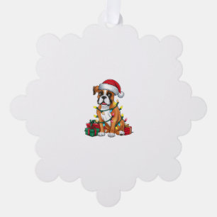 Adorno De Papel Navidades de perros del Boxer de Santa Hat Lughing