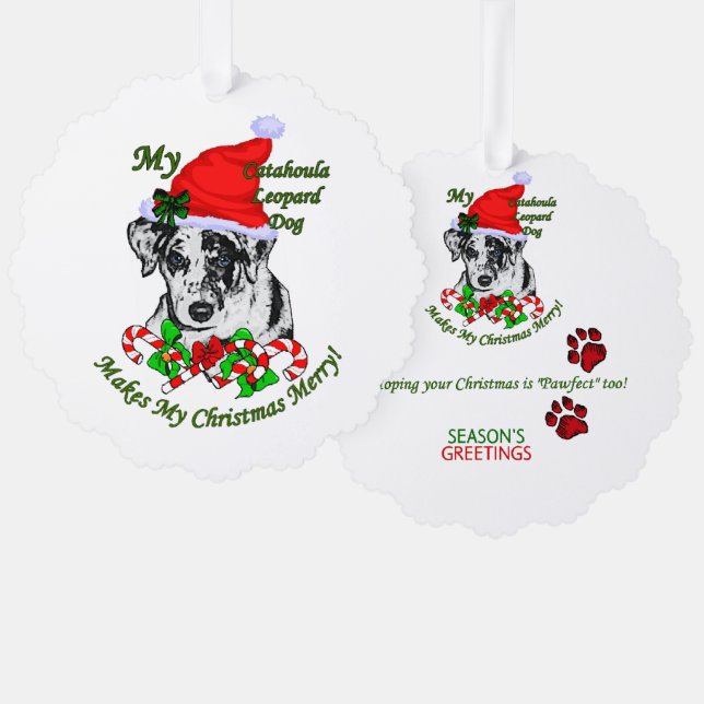 Adorno De Papel Navidades de Perros del Leopardo de Catahoula (Anverso/Reverso)