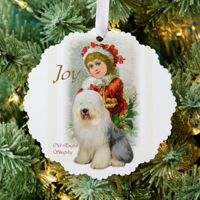 Adorno De Papel Navidades de Sheepdog ingleses viejos regalos (Insitu (árbol))