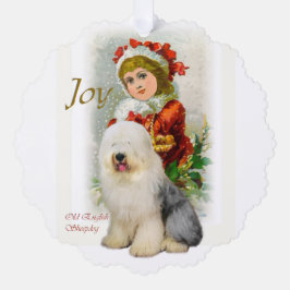 Adorno De Papel Navidades de Sheepdog ingleses viejos regalos