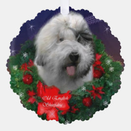 Adorno De Papel Navidades de Sheepdog ingleses viejos regalos