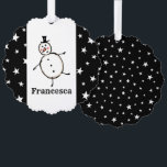 Adorno De Papel Navidades de Snowman personalizados<br><div class="desc">Esta tarjeta de Navidades personalizada incluye el personaje Snowman de la tripulación de Navidades.</div>