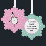 Adorno De Papel Navidades de Snowman personalizados<br><div class="desc">Esta tarjeta de Navidades personalizada incluye el personaje Snowman de la tripulación de Navidades.</div>
