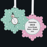 Adorno De Papel Navidades de Snowman personalizados<br><div class="desc">Esta tarjeta de Navidades personalizada incluye el personaje Snowman de la tripulación de Navidades.</div>