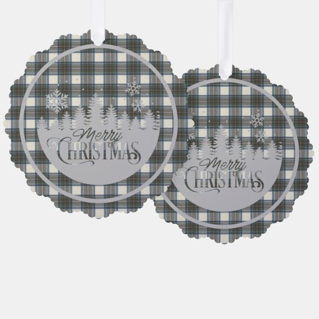 Adorno De Papel Navidades de Stewart Blue Dress Scottish Tartan (Anverso/Reverso)