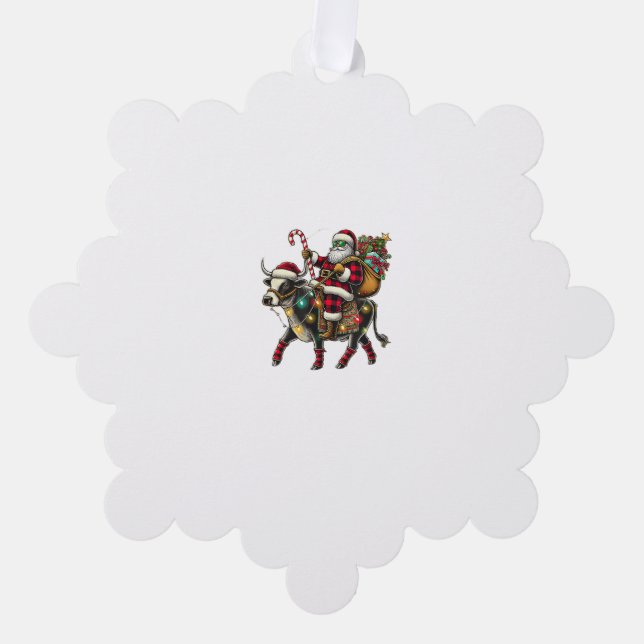 Adorno De Papel Navidades de vaca Santa Hat Bufalo Jugado Xmas Vac (Anverso)