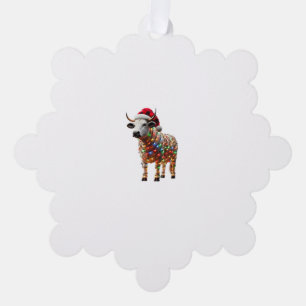Adorno De Papel Navidades de vaca Santa Hat Bufalo Jugado Xmas Vac