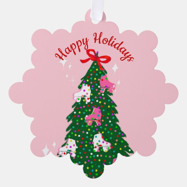 Adorno De Papel Navidades de vacaciones patinando navidades patina (Anverso)