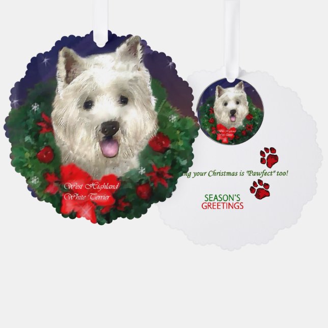 Adorno De Papel Navidades de West Highland White Terrier (Anverso/Reverso)
