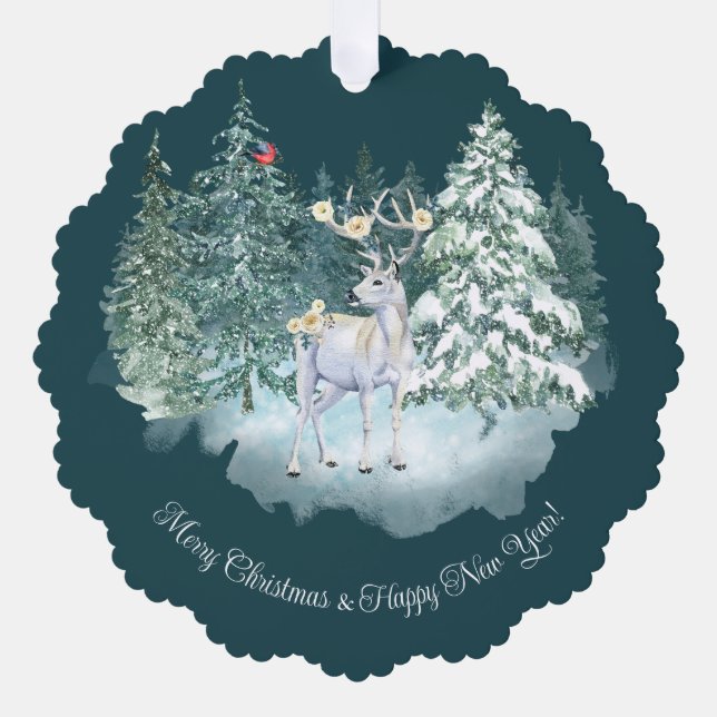 Adorno De Papel Navidades del bosque de invierno Woodland Deer (Anverso)