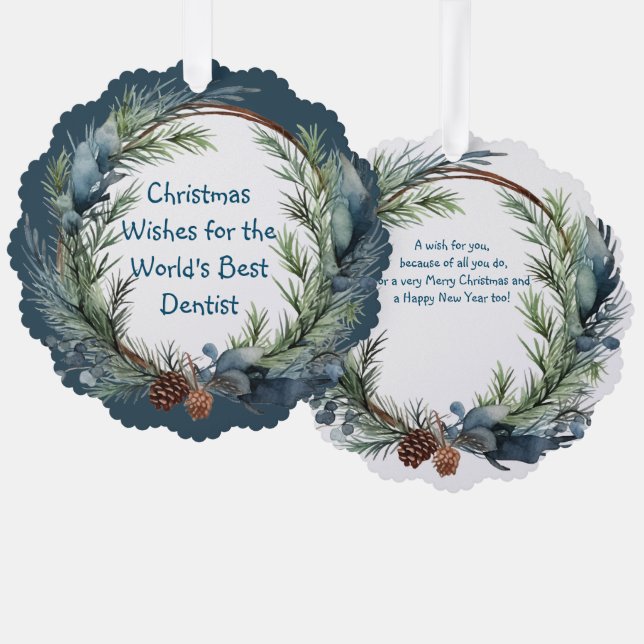 Adorno De Papel Navidades desean la vegetación Wreath Dentist (Anverso/Reverso)