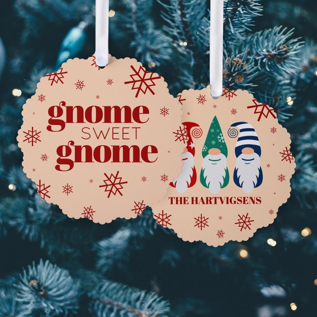 Adorno De Papel Navidades divertidos Gnome Sweet Gnome Snowflakes (Gnome Sweet Gnome Christmas Gnomes Snowflakes Ornament Card Cover Photo.)