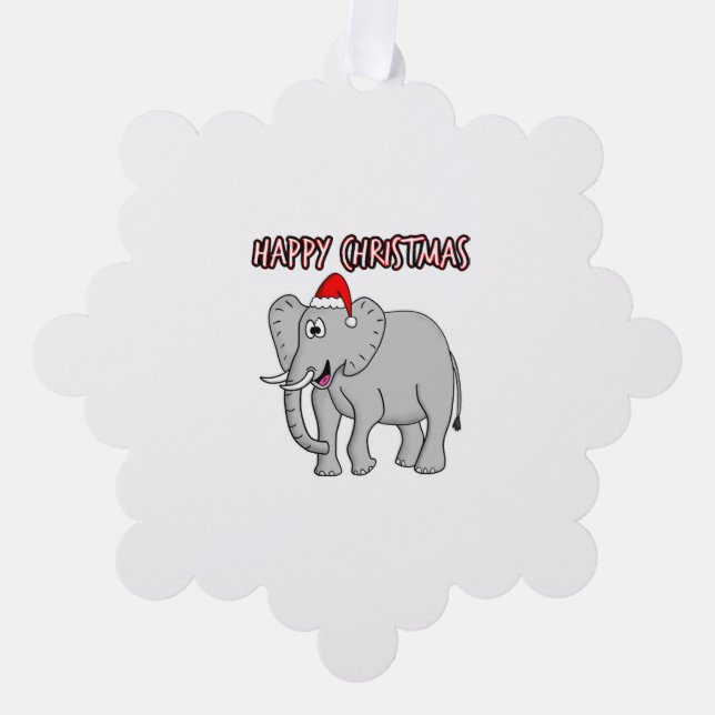Adorno De Papel Navidades Elefante Santa Hat Safari Vida salvaje d (Anverso)