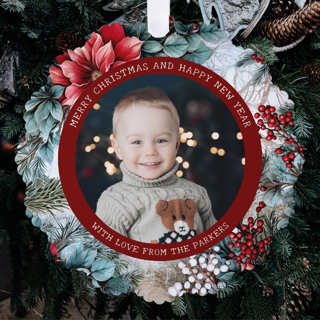 Adorno De Papel Navidades elegantes Poinsettias y Holly Photo (Subido por el creador)