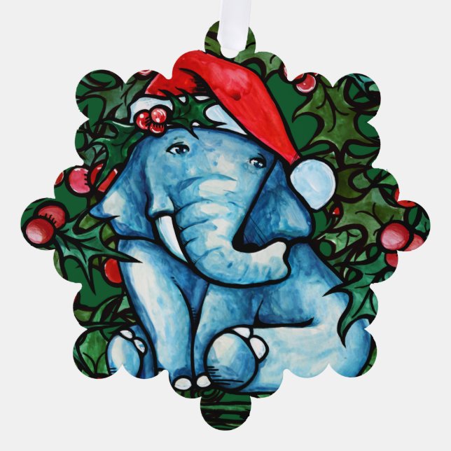 Adorno De Papel Navidades Elephant Holly (Anverso)