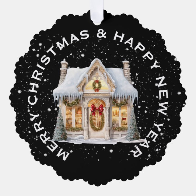 Adorno De Papel Navidades FESTIVOS STOREFRONT, PERSONALIZADOS (Anverso)