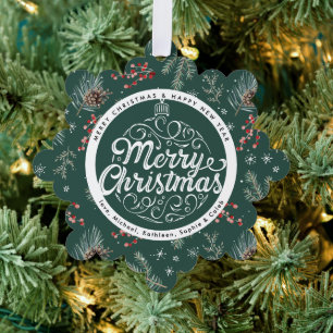 Adorno De Papel Navidades Florals Botánica roja y verde