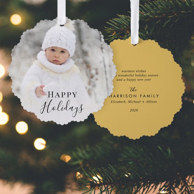 Adorno De Papel Navidades Foto Feliz Fiesta de Oro (Share the love and warmth of the holiday season with a photo paper ornament card)