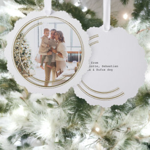 Adorno De Papel Navidades fotográficos de marco dorado personaliza