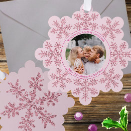 Adorno De Papel Navidades fotográficos familiares de Snowflake Ros