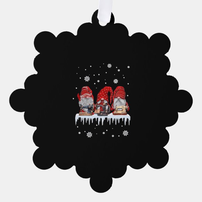 Adorno De Papel Navidades Gnome Camisas Rojas Gnomies Máquina de c (Anverso)