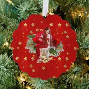 Adorno De Papel Navidades Hadas y Estrellas